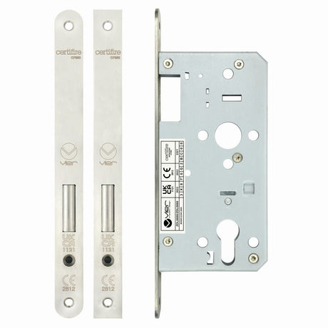 High quality image of the Vier - Din Euro Deadlock - Backset 55mm Radius - Stain Stainless Steel | Sku. zdl0055rss | available to order from Trade Door Handles.