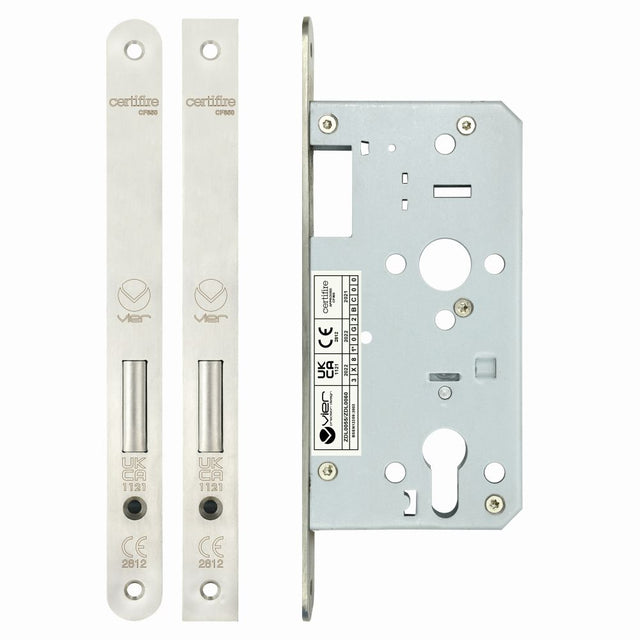 High quality image of the Vier - Din Euro Deadlock - Backset 55mm Radius - Stain Stainless Steel | Sku. zdl0055rss | available to order from Trade Door Handles.