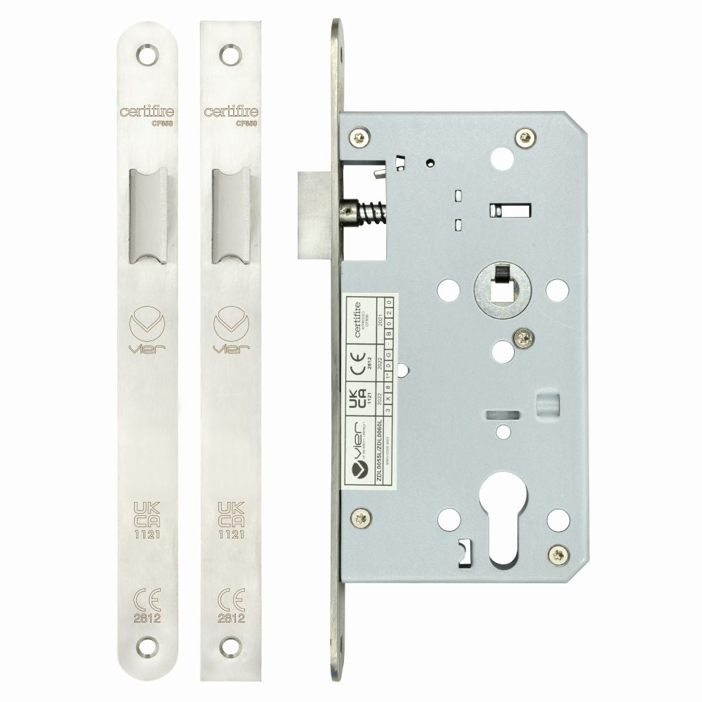 High quality image of the Vier - Din Latch - Backset 60mm Radius - Stain Stainless Steel | Sku. zdl0060lrss | available to order from Trade Door Handles.