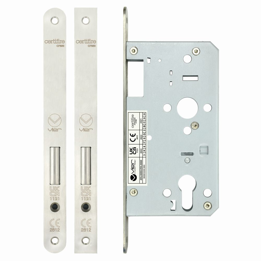 High quality image of the Vier - Din Euro Deadlock - Backset 60mm Radius - Stain Stainless Steel | Sku. zdl0060rss | available to order from Trade Door Handles.