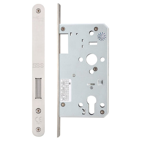 High quality image of the Vier - Din Euro Radius Deadlock - Backset 60mm - SingleThrow - Stain Stainless Steel | Sku. zdl0060strss | available to order from Trade Door Handles.