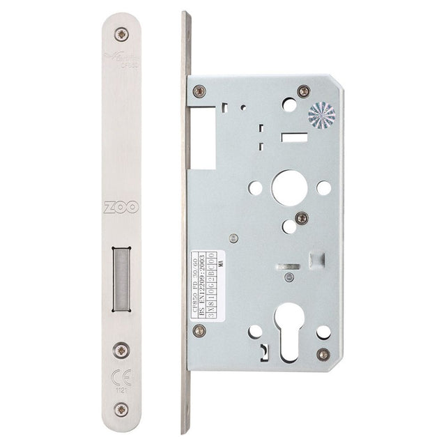 High quality image of the Vier - Din Euro Radius Deadlock - Backset 60mm - SingleThrow - Stain Stainless Steel | Sku. zdl0060strss | available to order from Trade Door Handles.