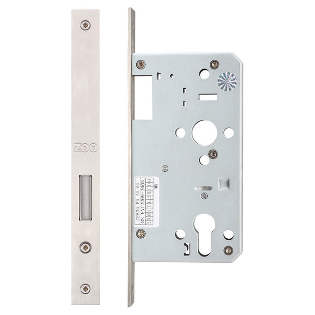High quality image of the Vier - Din Euro Deadlock - Backset 60mm - SingleThrow - Stain Stainless Steel | Sku. zdl0060stss | available to order from Trade Door Handles.