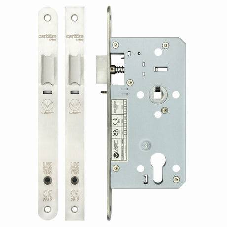High quality image of the Vier - Din Night latch - 72mm c/c Backset 55mm Radius - Stain Stainless Steel | Sku. zdl7255nlrss | available to order from Trade Door Handles.