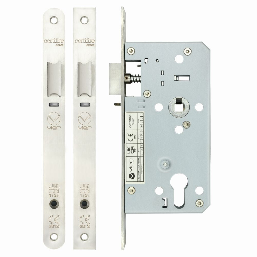 High quality image of the Vier - Din Night latch - 72mm c/c Backset 55mm - Stain Stainless Steel | Sku. zdl7255nlss | available to order from Trade Door Handles.