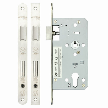 High quality image of the Vier - Din Euro Sashlock - 72mm c/c Backset 55mm Radius - Stain Stainless Steel | Sku. zdl7255rss | available to order from Trade Door Handles.