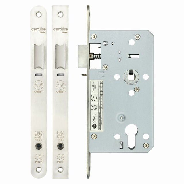 High quality image of the Vier - Din Night latch - 72mm c/c Backset 60mm Radius - Stain Stainless Steel | Sku. zdl7260nlrss | available to order from Trade Door Handles.