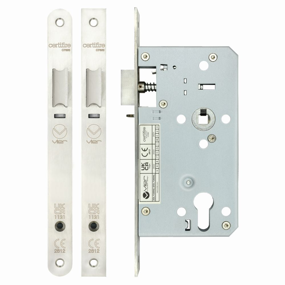 High quality image of the Vier - Din Night latch - 72mm c/c Backset 60mm - Stain Stainless Steel | Sku. zdl7260nlss | available to order from Trade Door Handles.