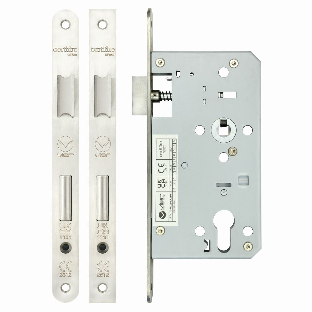 High quality image of the Vier - Din Euro Sashlock - 72mm c/c Backset 60mm Radius - Stain Stainless Steel | Sku. zdl7260rss | available to order from Trade Door Handles.