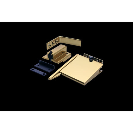 High quality image of the Zoo Hardware - Size 3-6 Double Rebated Door Selector - Complete With 102mm Arm, Standard Rebate Catch, Pol.Brass Effect Finish | Sku. zds0036-pb | available to order from Trade Door Handles.