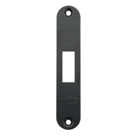 High quality image of the Zoo Hardware - Radius Forend, Strike and Escutcheon Pack t/s ZFB01 Fire Brigade Lock, PVD Black Finish | Sku. zfbap01-r-pvdblk | available to order from Trade Door Handles.