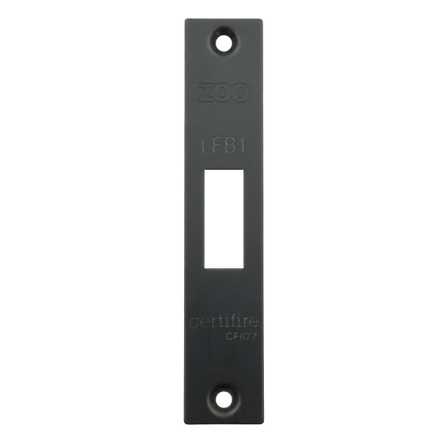 High quality image of the Zoo Hardware - Square Forend, Strike and Escutcheon Pack t/s ZFB01 Fire Brigade Lock, PVD Black Finish | Sku. zfbap01-s-pvdblk | available to order from Trade Door Handles.