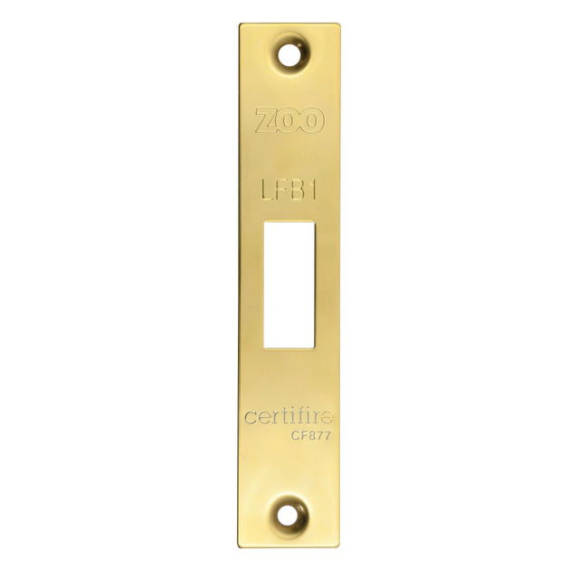 High quality image of the Zoo Hardware - Square Forend, Strike and Escutcheon Pack t/s ZFB01 Fire Brigade Lock, PVD Polished Brass Finish | Sku. zfbap01-s-pvdpb | available to order from Trade Door Handles.