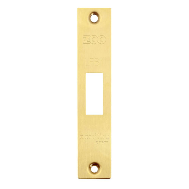 High quality image of the Zoo Hardware - Square Forend, Strike and Escutcheon Pack t/s ZFB01 Fire Brigade Lock, PVD Satin Brass Finish | Sku. zfbap01-s-pvdsb | available to order from Trade Door Handles.