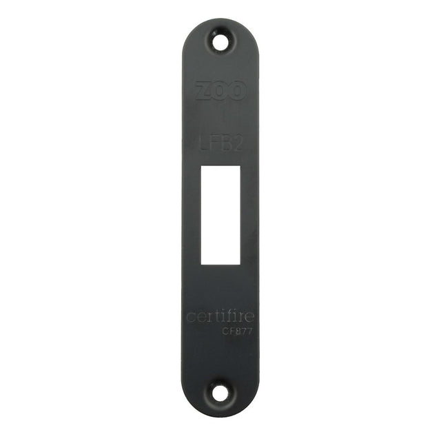 High quality image of the Zoo Hardware - Radius Forend, Strike and Escutcheon Pack t/s ZFB02 Fire Brigade Lock, Radius, PVD Black Finish | Sku. zfbap02-r-pvdblk | available to order from Trade Door Handles.