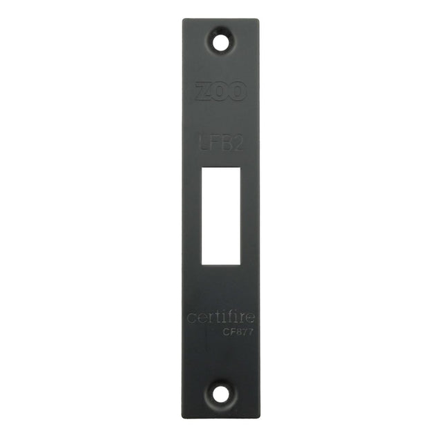 High quality image of the Zoo Hardware - Square Forend, Strike and Escutcheon Pack t/s ZFB02 Fire Brigade Lock, Square, PVD Black Finish | Sku. zfbap02-s-pvdblk | available to order from Trade Door Handles.