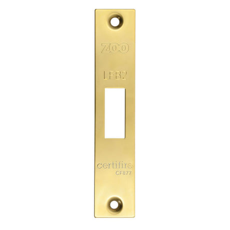 High quality image of the Zoo Hardware - Square Forend, Strike and Escutcheon Pack t/s ZFB02 Fire Brigade Lock, Square, PVD Polished Brass Finish | Sku. zfbap02-s-pvdpb | available to order from Trade Door Handles.