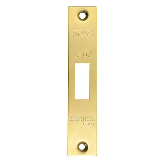 High quality image of the Zoo Hardware - Square Forend, Strike and Escutcheon Pack t/s ZFB02 Fire Brigade Lock, Square, PVD Polished Brass Finish | Sku. zfbap02-s-pvdpb | available to order from Trade Door Handles.