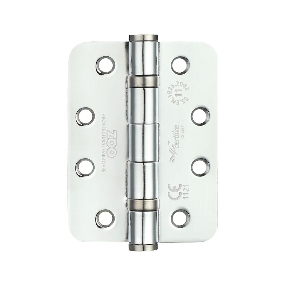 High quality image of the Zoo Hardware - Ball Bearing Hinge - Steel 102 x 76 x 3mm - Radius - Polished Chrome | Sku. zhs43rcp | available to order from Trade Door Handles.