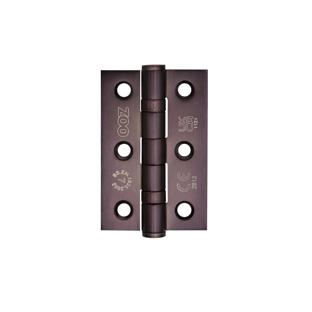 High quality image of the Zoo Hardware - Grade 7 - 76mm x 50mm x 2mm Hinge - Ball Bearing UKCA/CE Etna Bronze | Sku. zhss232-fd-etb | available to order from Trade Door Handles.