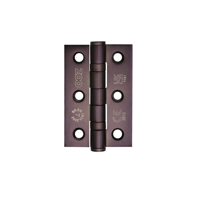 High quality image of the Zoo Hardware - Grade 7 - 76mm x 50mm x 2mm Hinge - Ball Bearing UKCA/CE Etna Bronze | Sku. zhss232-fd-etb | available to order from Trade Door Handles.