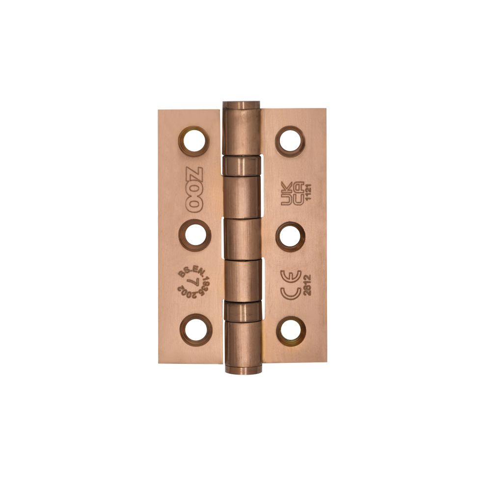 High quality image of the Zoo Hardware - Grade 7 - 76mm x 50mm x 2mm Hinge - Ball Bearing UKCA/CE - PVD Satin Bronze | Sku. zhss232-fd-pvdbz | available to order from Trade Door Handles.