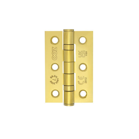 High quality image of the Zoo Hardware - Grade 7 - 76mm x 50mm x 2mm Hinge - Ball Bearing UKCA/CE P Brass Effect | Sku. zhss232-fd-pvdpb | available to order from Trade Door Handles.