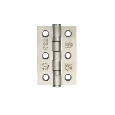 High quality image of the Zoo Hardware - Grade 7 - 76mm x 50mm x 2mm Hinge - Ball Bearing UKCA/CE Sat. St. Steel - Stain Stainless Steel | Sku. zhss232-fd-sss | available to order from Trade Door Handles.