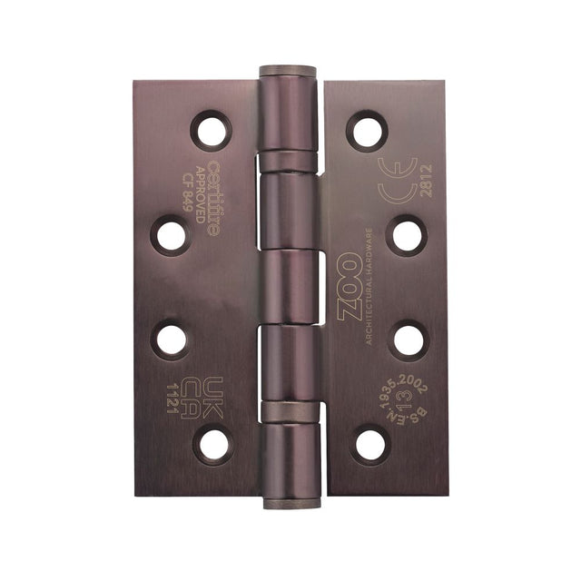 High quality image of the Zoo Hardware - Grade 13 Hinges - Ball Bearing 102mm x 76mm x 3mm Square Corner - PVD Etna Bronze-E Coated Coffee | Sku. zhss243-etb | available to order from Trade Door Handles.