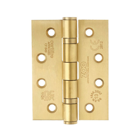 High quality image of the Zoo Hardware - Grade 13 Hinges - Ball Bearing 102mm x 76mm x 3mm Square Corner - PVD Satin Brass | Sku. zhss243-pvdsb | available to order from Trade Door Handles.