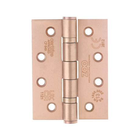 High quality image of the Zoo Hardware - Grade 13 Hinges - Ball Bearing 102mm x 76mm x 3mm Square Corner - Tuscan Rose Gold | Sku. zhss243-trg | available to order from Trade Door Handles.