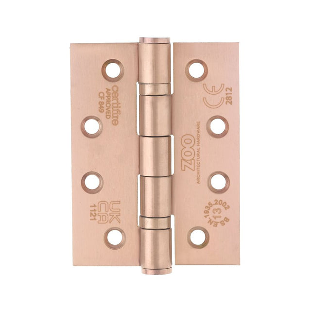 High quality image of the Zoo Hardware - Grade 13 Hinges - Ball Bearing 102mm x 76mm x 3mm Square Corner - Tuscan Rose Gold | Sku. zhss243-trg | available to order from Trade Door Handles.