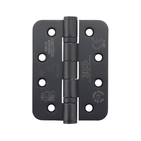 High quality image of the Zoo Hardware - Grade 13 Hinges - Ball Bearing 102mm x 76mm x 3mm Radius Corner - Matt Black | Sku. zhss243r-mb | available to order from Trade Door Handles.