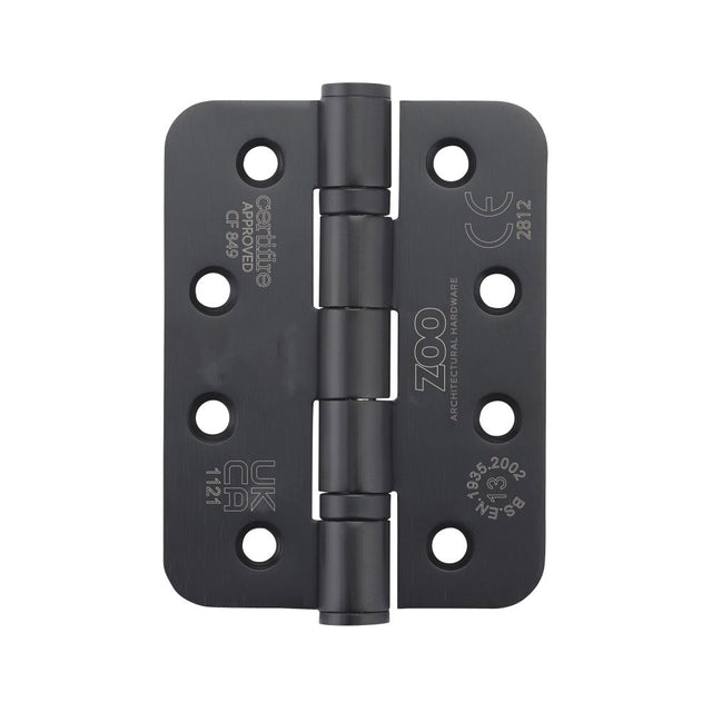 High quality image of the Zoo Hardware - Grade 13 Hinges - Ball Bearing 102mm x 76mm x 3mm Radius Corner - Matt Black | Sku. zhss243r-mb | available to order from Trade Door Handles.