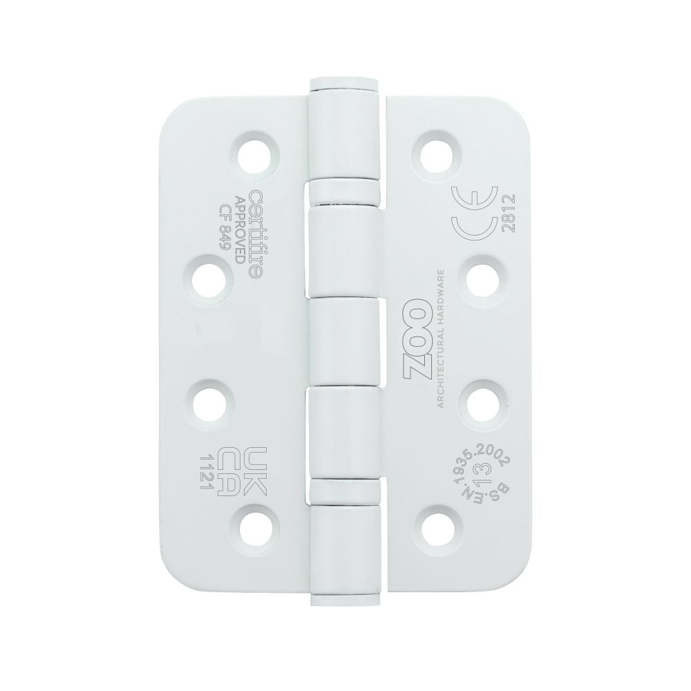High quality image of the Zoo Hardware - Grade 13 Hinges - Ball Bearing 102mm x 76mm x 3mm Radius Corner - Matt White | Sku. zhss243r-pcw | available to order from Trade Door Handles.