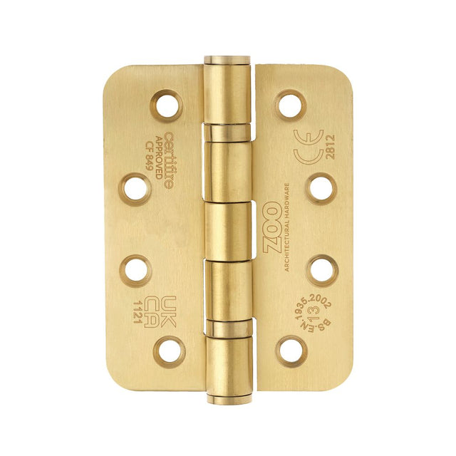 High quality image of the Zoo Hardware - Grade 13 Hinges - Ball Bearing 102mm x 76mm x 3mm Radius Corner - PVD Satin Brass | Sku. zhss243r-pvdsb | available to order from Trade Door Handles.