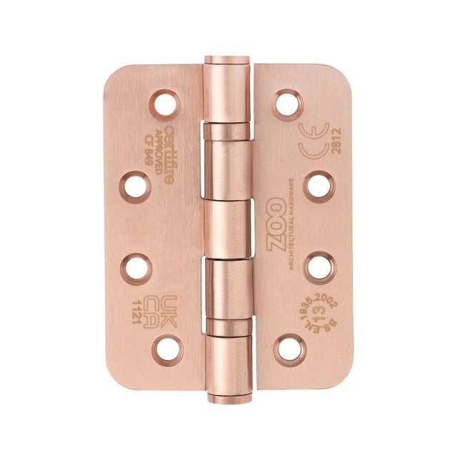 High quality image of the Zoo Hardware - Grade 13 Hinges - Ball Bearing 102mm x 76mm x 3mm Radius Corner - Tuscan Rose Gold | Sku. zhss243r-trg | available to order from Trade Door Handles.