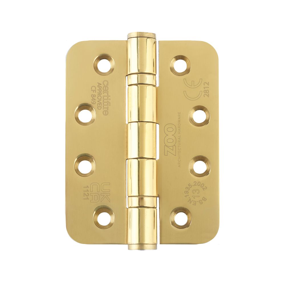 High quality image of the Zoo Hardware - Grade 13 Ball Bearing Hinge Stainless Steel - Grade 201 - 102 x 75 x 3mm Radius - PVD Brass | Sku. zhss243rpvd | available to order from Trade Door Handles.