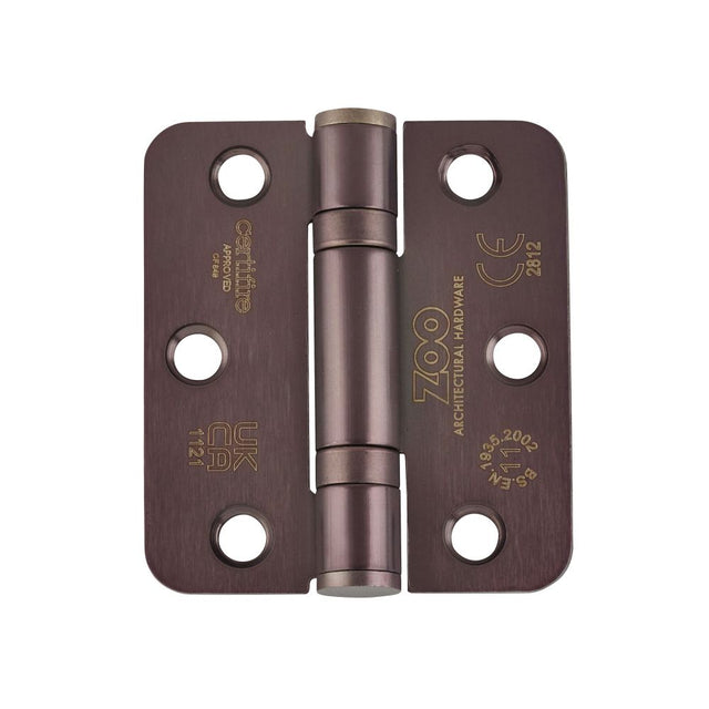 High quality image of the Zoo Hardware - Grade 11 Bearing Hinges - 76mm x 67mm x 2.5mm Radius Corner - Etna Bronze | Sku. zhss7667r-etb | available to order from Trade Door Handles.