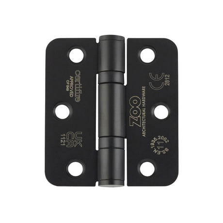 High quality image of the Zoo Hardware - Grade 11 Bearing Hinges - 76mm x 67mm x 2.5mm Radius Corner - Powder Coated Black | Sku. zhss7667r-pcb | available to order from Trade Door Handles.