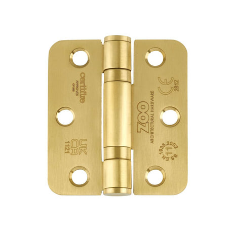 High quality image of the Zoo Hardware - Grade 11 Bearing Hinges - 76mm x 67mm x 2.5mm Radius Corner - PVD Satin Brass | Sku. zhss7667r-pvdsb | available to order from Trade Door Handles.