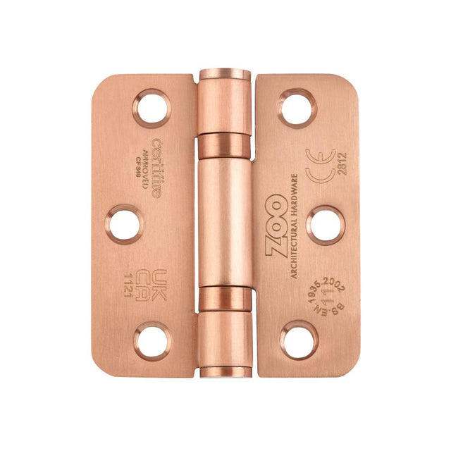 High quality image of the Zoo Hardware - Grade 11 Bearing Hinges - 76mm x 67mm x 2.5mm Radius Corner - Tuscan Rose Gold | Sku. zhss7667r-trg | available to order from Trade Door Handles.