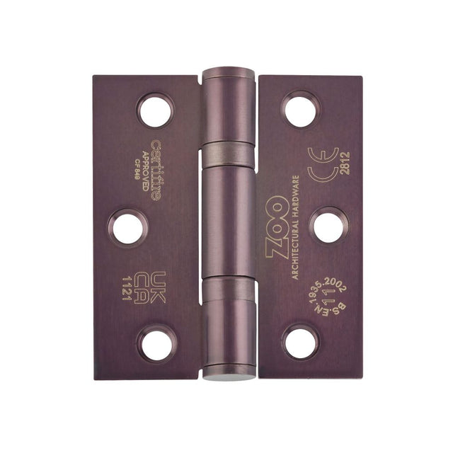 High quality image of the Zoo Hardware - Grade 11 Bearing Hinges - 76mm x 67mm x 2.5mm Square Corner - Etna Bronze | Sku. zhss7667s-etb | available to order from Trade Door Handles.