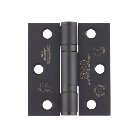 High quality image of the Zoo Hardware - Grade 11 Bearing Hinges - 76mm x 67mm x 2.5mm Square Corner - Matt Black | Sku. zhss7667s-mb | available to order from Trade Door Handles.