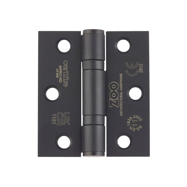 High quality image of the Zoo Hardware - Grade 11 Bearing Hinges - 76mm x 67mm x 2.5mm Square Corner - Matt Black | Sku. zhss7667s-mb | available to order from Trade Door Handles.