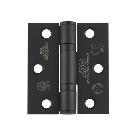 High quality image of the Zoo Hardware - Grade 11 Bearing Hinges - 76mm x 67mm x 2.5mm Square Corner - Powder Coated Black | Sku. zhss7667s-pcb | available to order from Trade Door Handles.