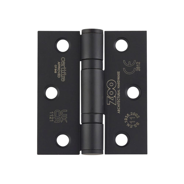 High quality image of the Zoo Hardware - Grade 11 Bearing Hinges - 76mm x 67mm x 2.5mm Square Corner - Powder Coated Black | Sku. zhss7667s-pcb | available to order from Trade Door Handles.