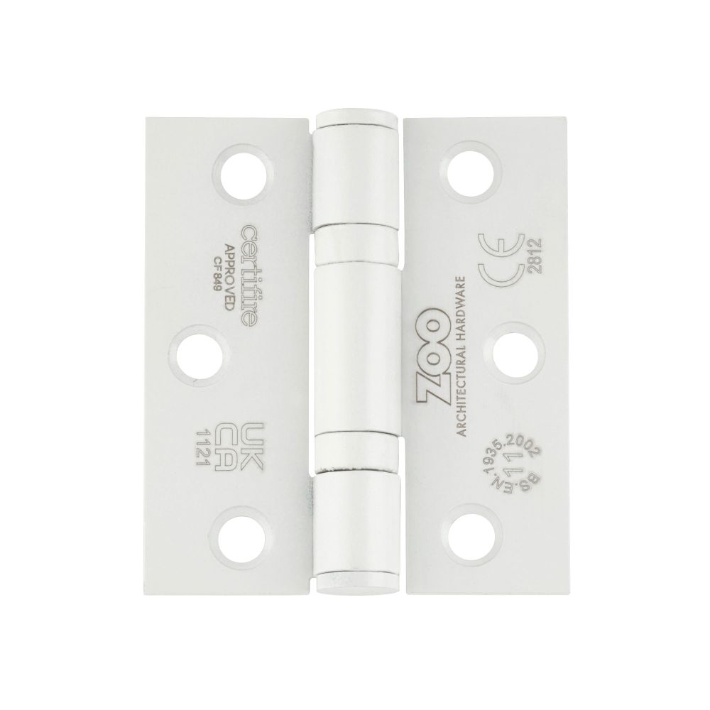 High quality image of the Zoo Hardware - Grade 11 Bearing Hinges - 76mm x 67mm x 2.5mm Square Corner - Powder Coated White | Sku. zhss7667s-pcw | available to order from Trade Door Handles.