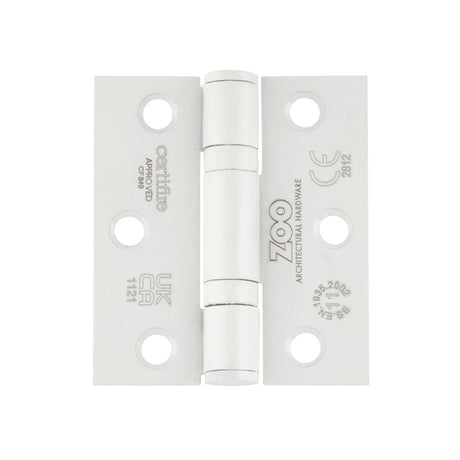 High quality image of the Zoo Hardware - Grade 11 Bearing Hinges - 76mm x 67mm x 2.5mm Square Corner - Powder Coated White | Sku. zhss7667s-pcw | available to order from Trade Door Handles.