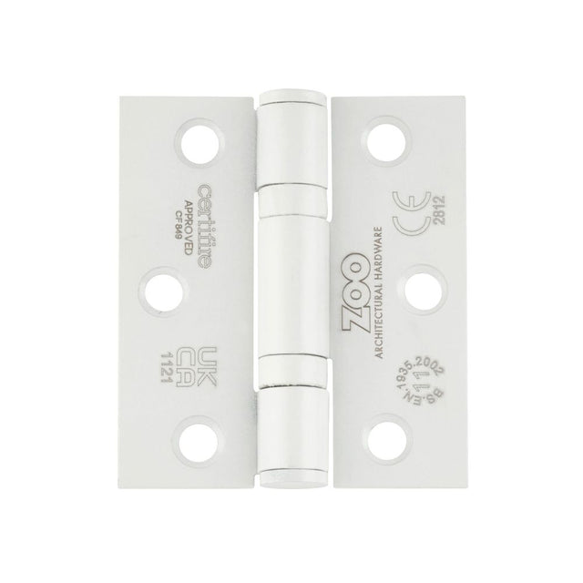 High quality image of the Zoo Hardware - Grade 11 Bearing Hinges - 76mm x 67mm x 2.5mm Square Corner - Powder Coated White | Sku. zhss7667s-pcw | available to order from Trade Door Handles.